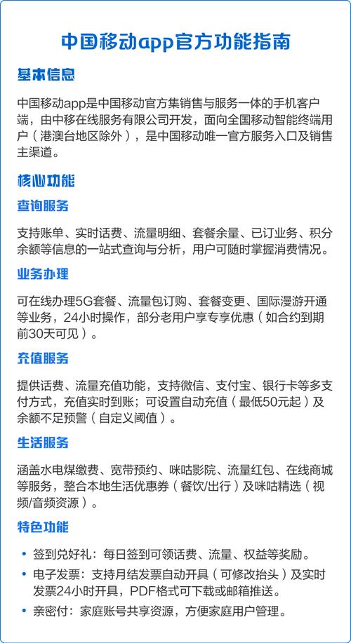 中国移动app官方功能指南