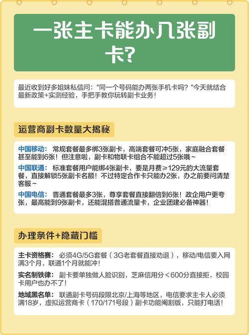 一张主卡能办几张副卡实测攻略来啦