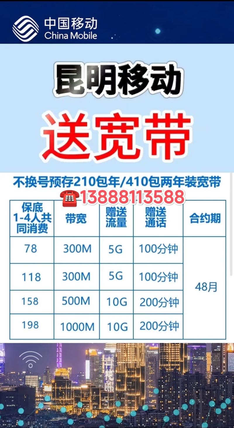 昆明移动宽带2025新套餐一览表昆明移动套餐保底领宽带昆