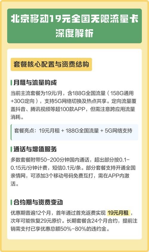 北京移动19元全国无限流量卡深度解析