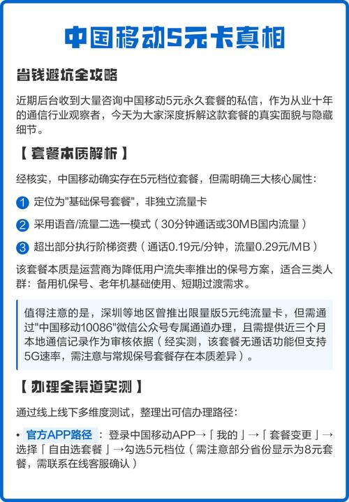 中国移动5元卡真相省钱避坑全攻略