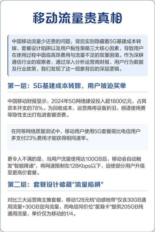 移动流量贵真相成本转嫁与套餐陷阱 中国移动流量费用高企的根源在于