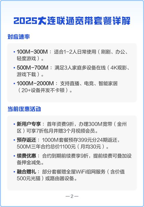 2025大连联通宽带套餐详解