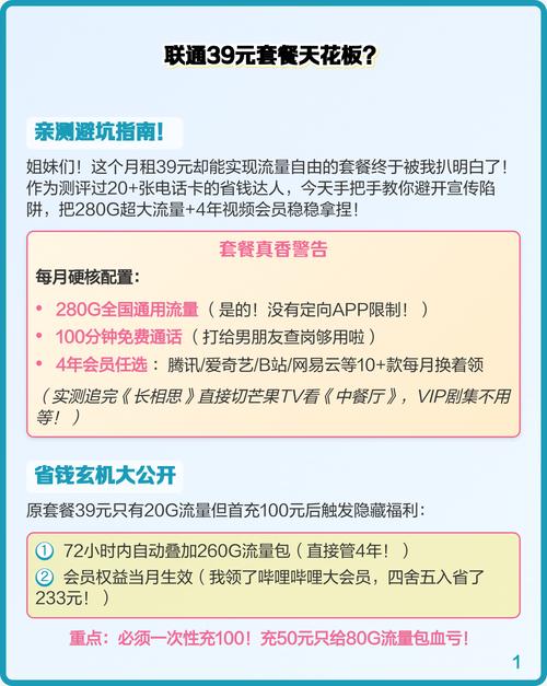 联通39元套餐天花板亲测避坑指南