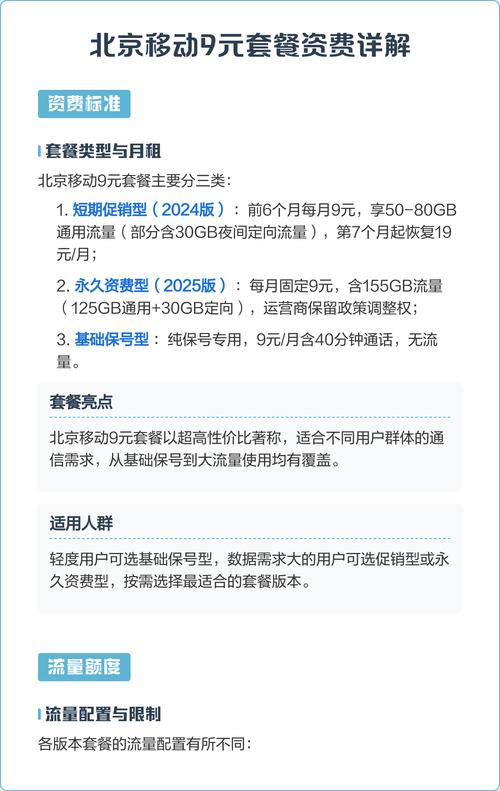北京移动9元套餐资费详解
