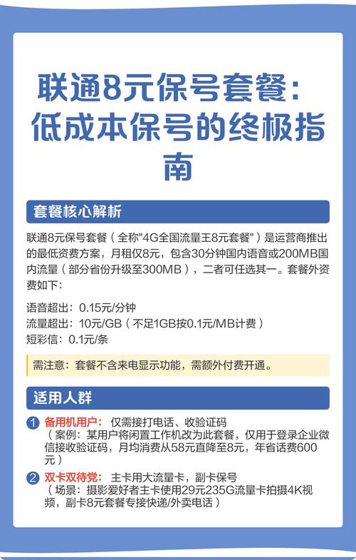 联通8元保号套餐低成本保号的终极指南