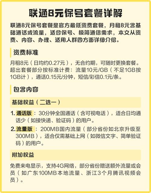 联通8元保号套餐详解