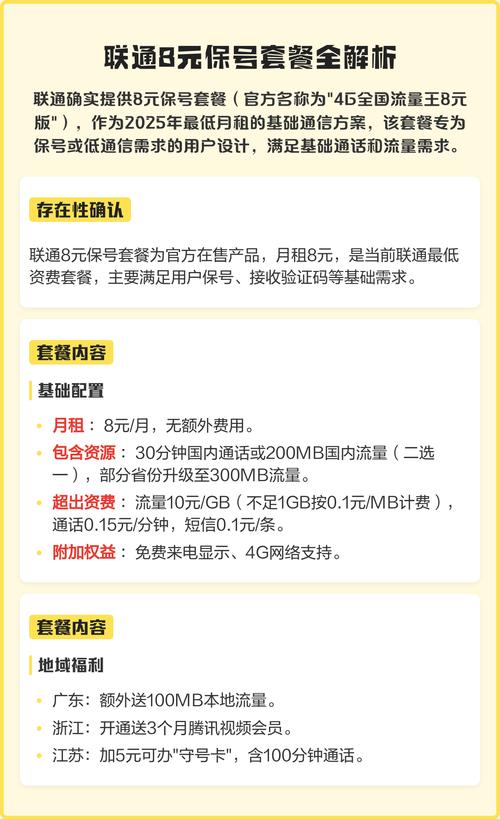 联通8元保号套餐全解析