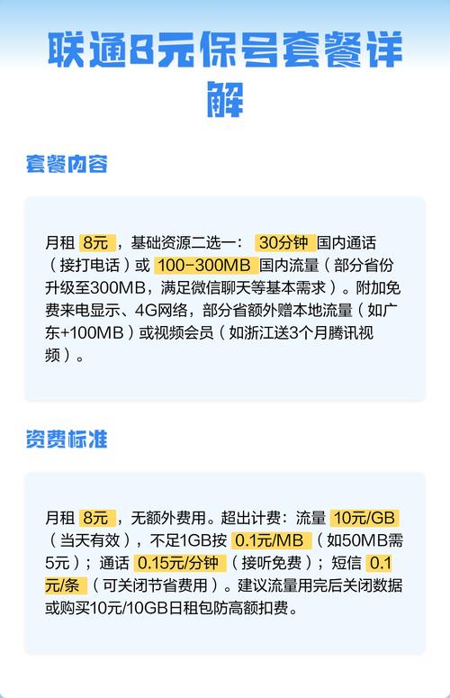 联通8元保号套餐详解