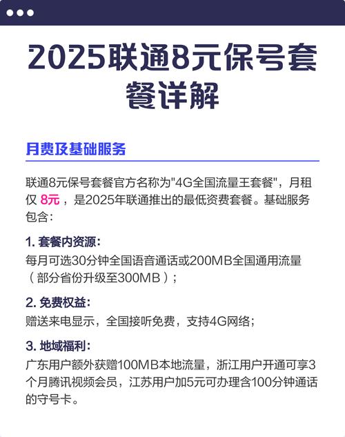 2025联通8元保号套餐详解