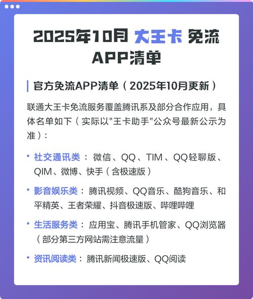 联通大王卡的免流服务主要覆盖腾讯系和一些合作应用具体名单如下