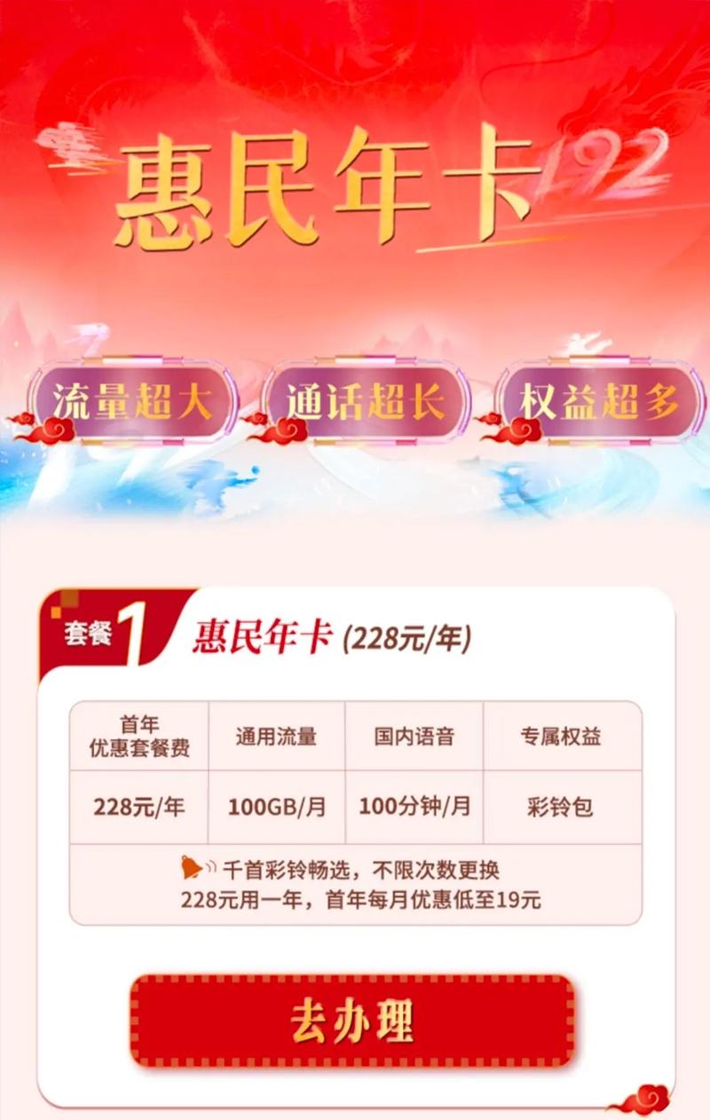 中国广电192惠民卡 228元管一年手机费流量 一年