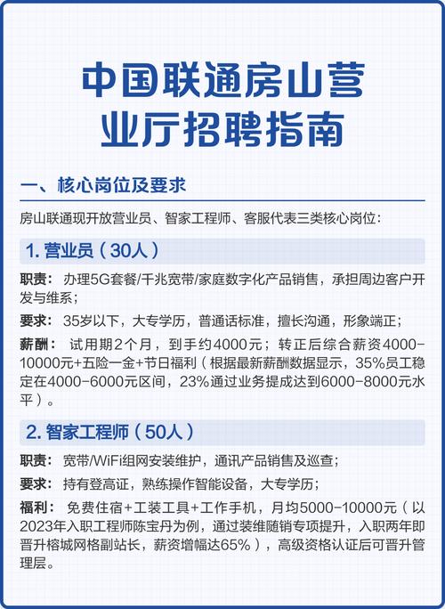 中国联通房山营业厅招聘指南