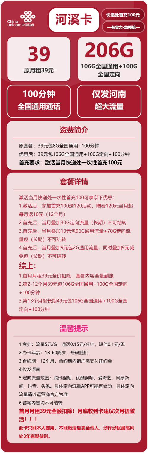 河南联通流量卡测评39元206g流量 100分钟通话真实避坑体验分享