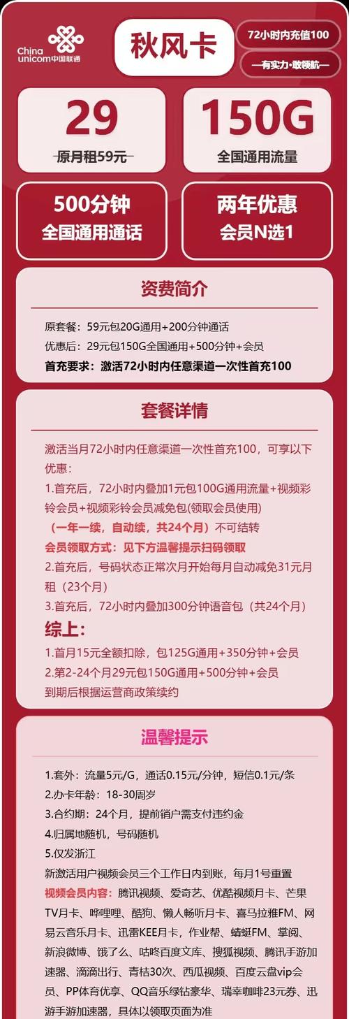浙江联通流量卡怎么选最新29元150g 500分钟 会员套餐入门指南