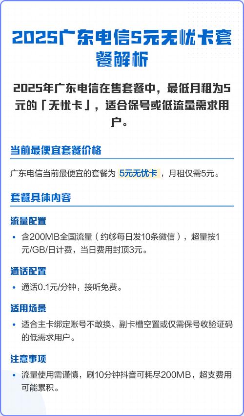 2025广东电信5元无忧卡套餐解析