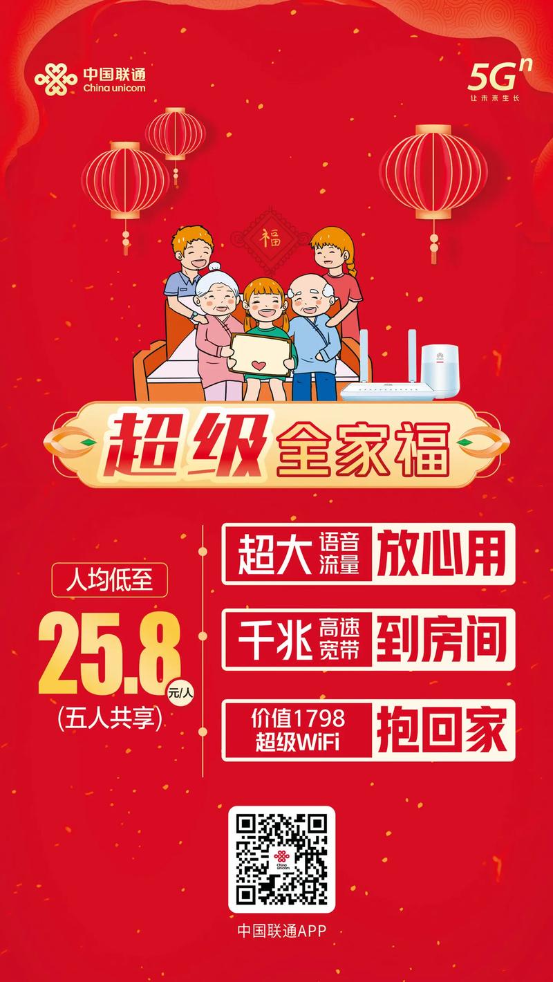 联通超级全家福有它新年展宏图一人消费全家享人均低至2