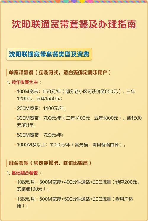 沈阳联通宽带套餐及办理指南