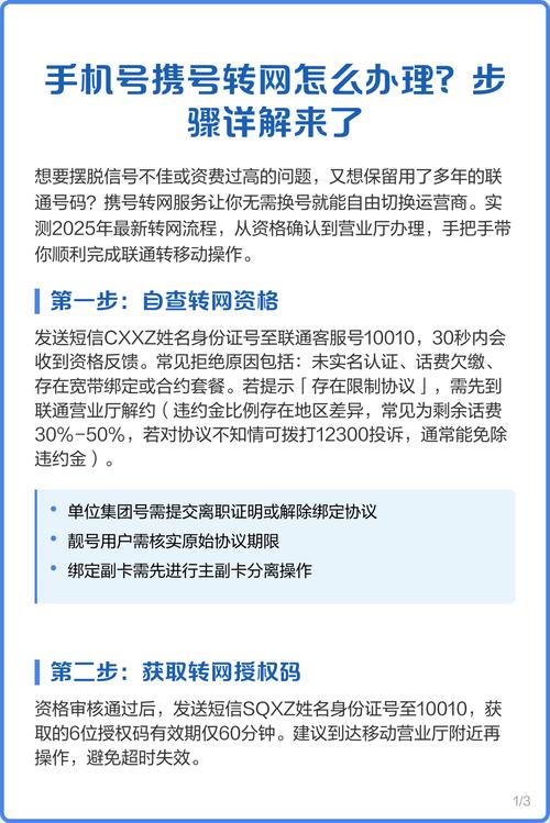 步骤详解来了 2025年最新联通转移动携号转网全流程指南  资格自查