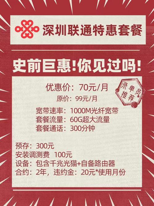 深圳联通宽带家宽超级优惠套餐