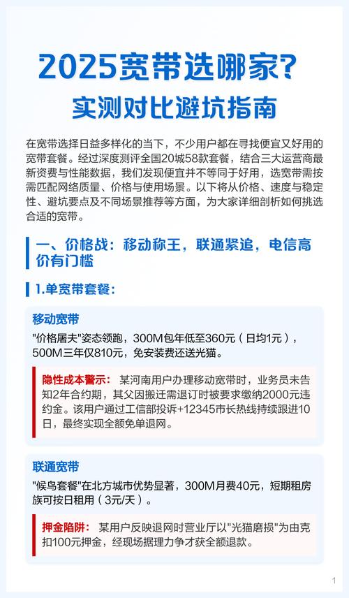 2025宽带选哪家实测对比避坑指南