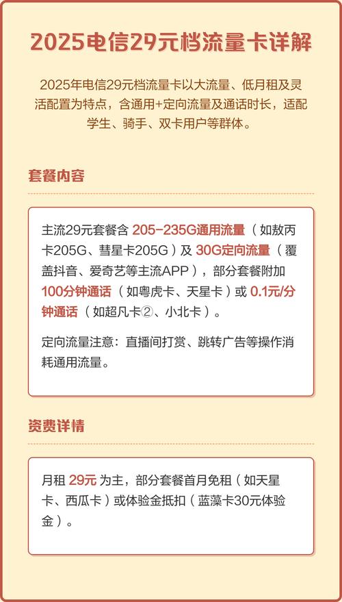 2025电信29元档流量卡详解