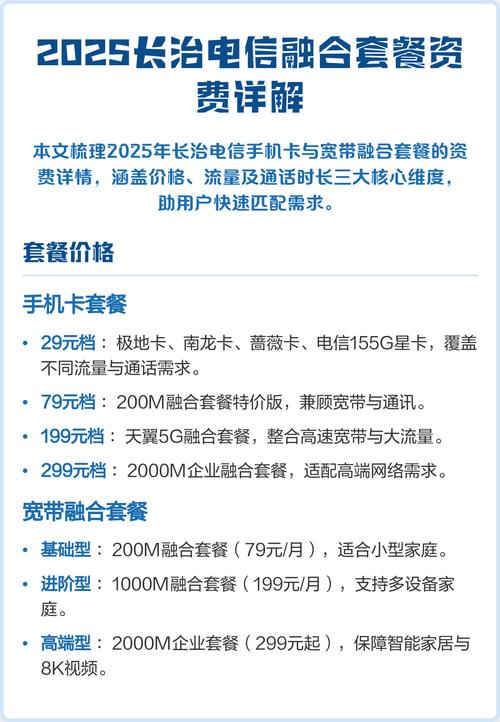 2025长治电信融合套餐资费详解