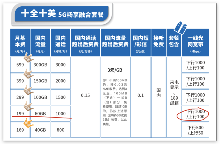 十全十美5g畅享融合套餐199档