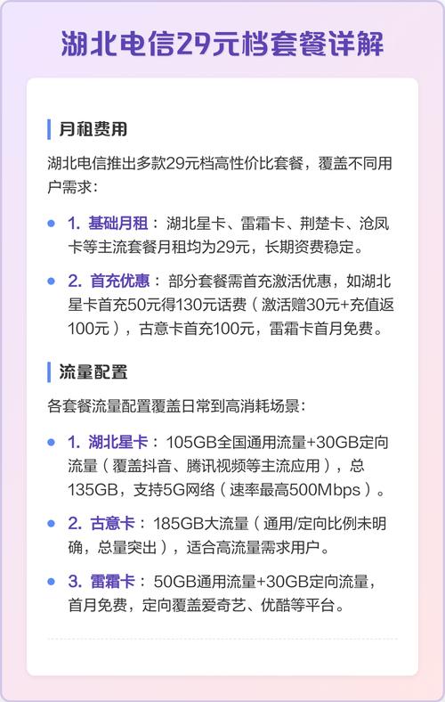基础月租方面湖北星卡雷霜卡荆楚卡沧凤卡这些主流套餐月租都是
