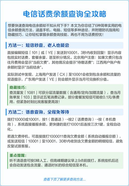 电信话费余额查询全攻略 本文详述6种电信余额查询方式及使用技巧