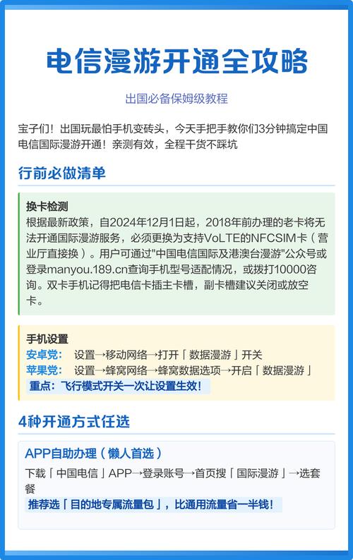电信漫游开通全攻略出国必备保姆级教程