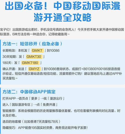 中国移动国际漫游开通全攻略 中国移动国际漫游开通指南6种方法 避坑