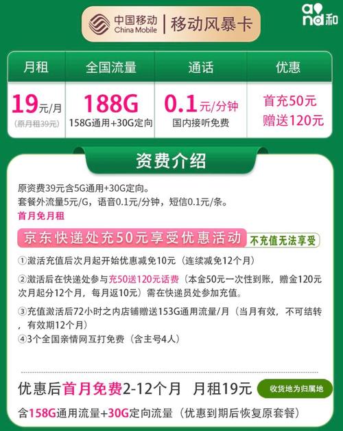 近期本地好卡推荐移动19元188g流量卡打电话1毛