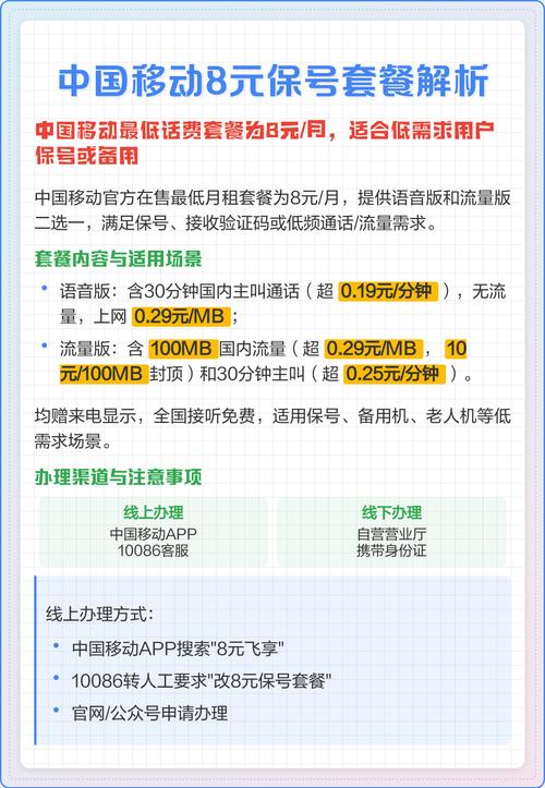 中国移动8元保号套餐解析
