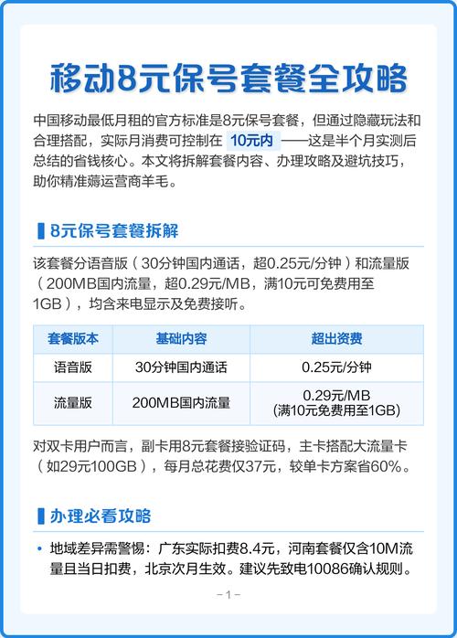 移动8元保号套餐全攻略