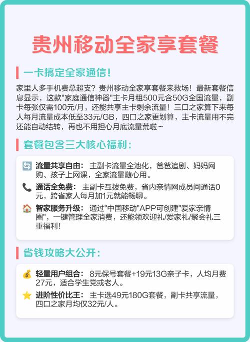 贵州移动全家享套餐一卡搞定全家通信
