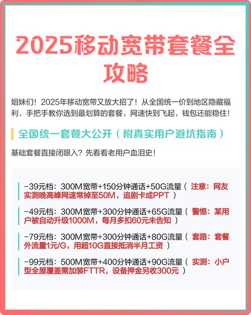 2025年移动宽带套餐全攻略精简版  全国统一套餐解析  基础档位陷阱