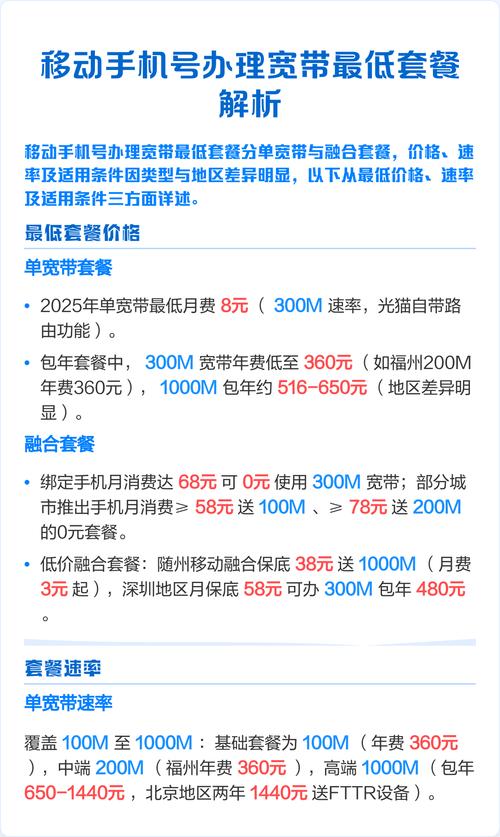 移动手机号办理宽带最低套餐解析