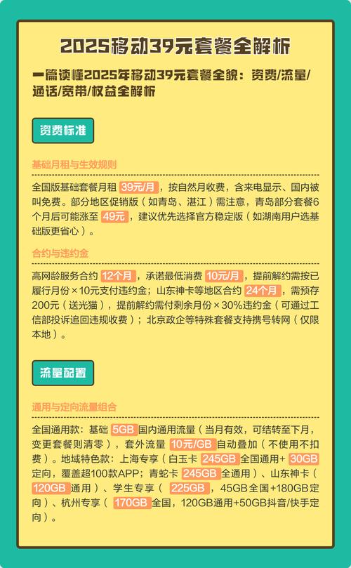 2025移动39元套餐全解析