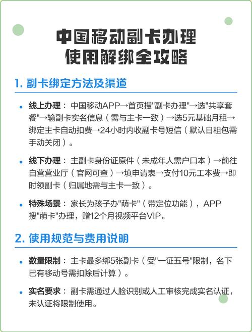 中国移动副卡办理使用解绑全攻略 副卡绑定方法及渠道 线上办理