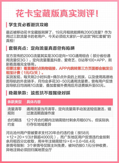 学生党必看避坑攻略 移动花卡宝藏版以19元月租200g流量为卖点实为