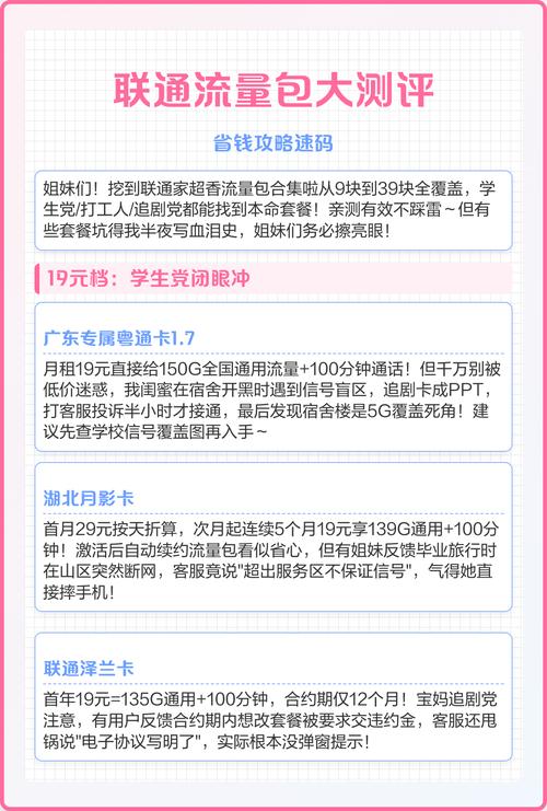 联通流量包避坑指南精简版  全价位覆盖套餐实测 联通推出9