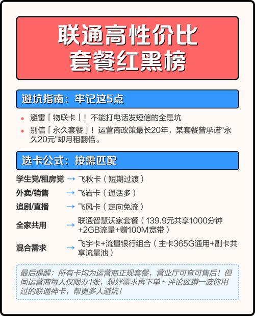 联通高性价比套餐红黑榜