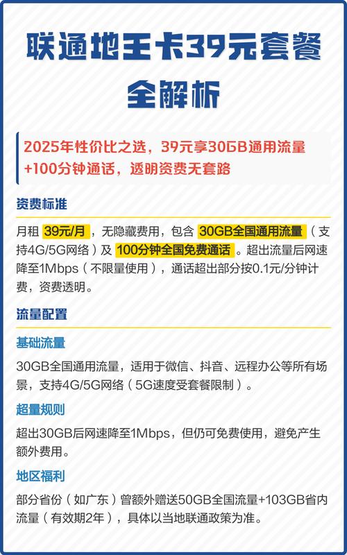 联通地王卡39元套餐全解析
