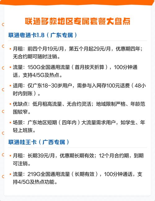 联通多款地区专属套餐大盘点