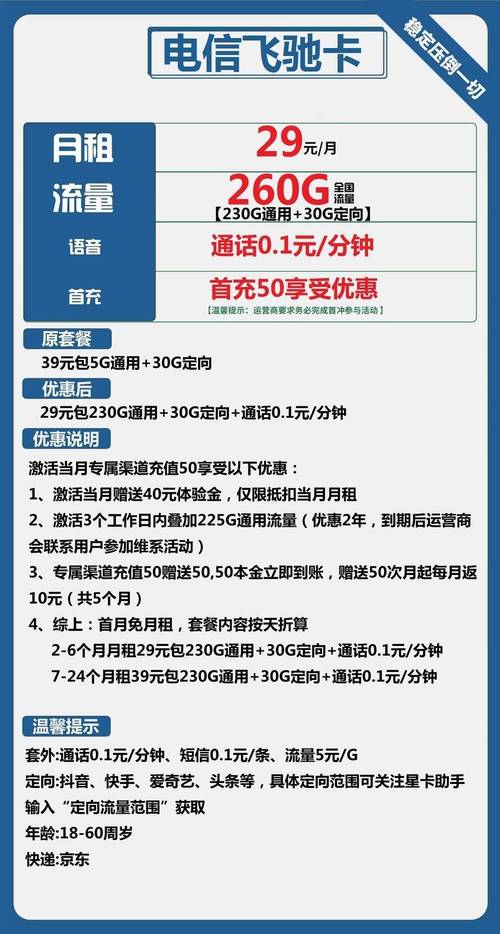 飞跃通信界限29元电信飞驰卡启航230g流量任你挥洒