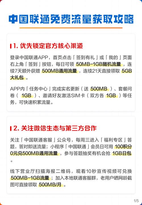 中国联通免费流量获取攻略