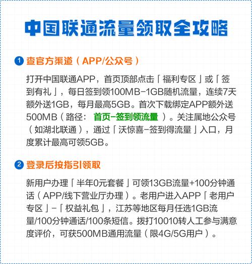 中国联通流量领取全攻略