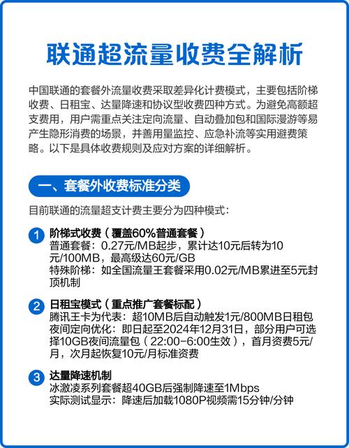联通超流量收费全解析 中国联通套餐外流量采取差异化计费模式涵盖