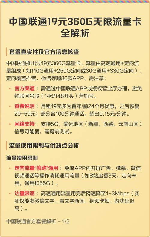中国联通19元360g无限流量卡全解析